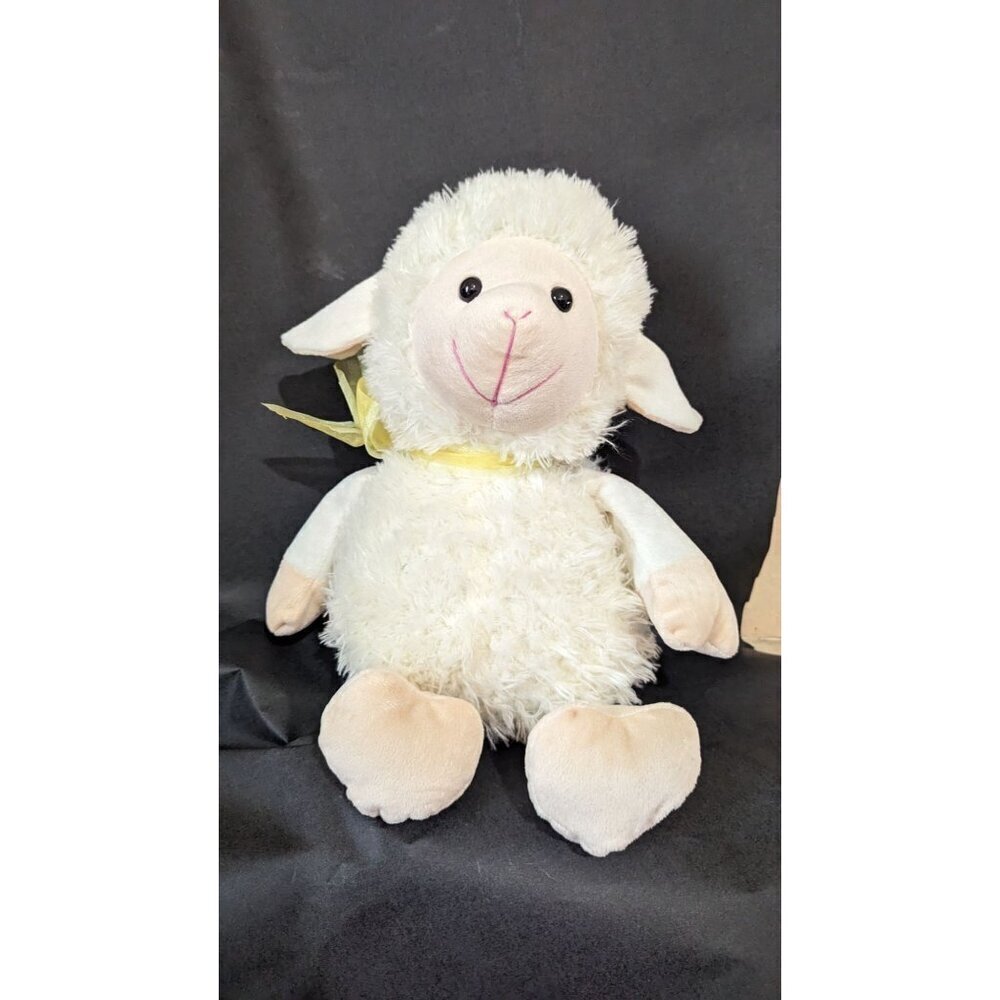 Just For You Lamb sheep Plush stuffed‎ animal toy white pink yellow bow 14"